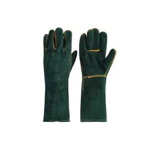 Leather Green Work Gloves